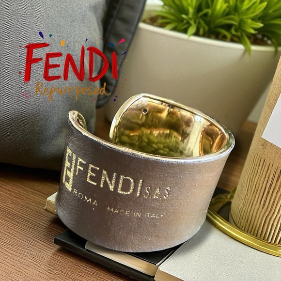 Fendi upcycled cuff bracelet from authentic vintage bag - Picture 1 of 4
